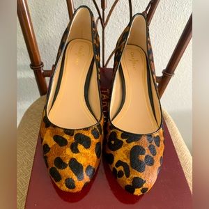 COLE HAAN Women's Shoes Chunky Heeled Pump Round Toe Real Fur Dyed Cow. 9B NEW